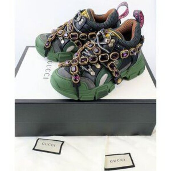 NIB Authentic Gucci Flashtrek Crystal Low Top Sneakers - Picture 1 of 10
